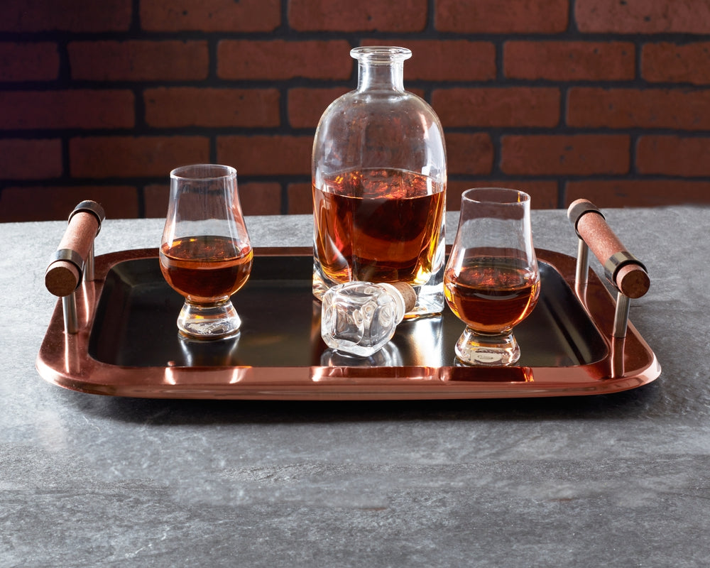 Serving Tray Black Matte & Copper - Stainless Steel - Rectangular