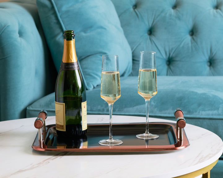 Serving Tray Black Matte & Copper - Stainless Steel - Rectangular