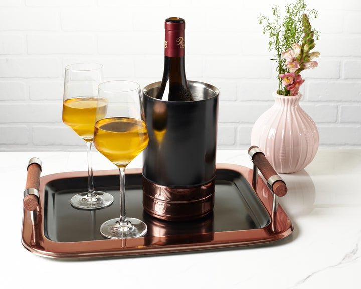 Serving Tray Black Matte & Copper - Stainless Steel - Rectangular
