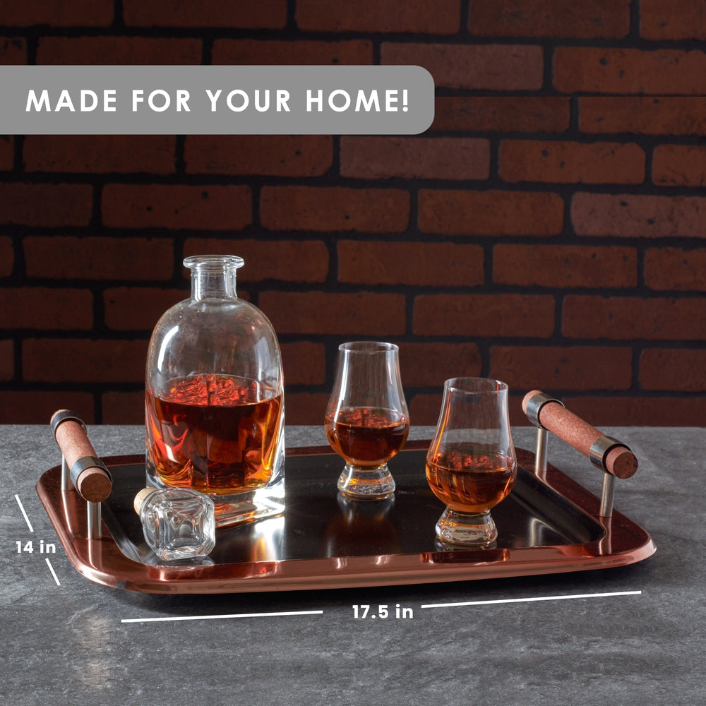 Serving Tray Black Matte & Copper - Stainless Steel - Rectangular