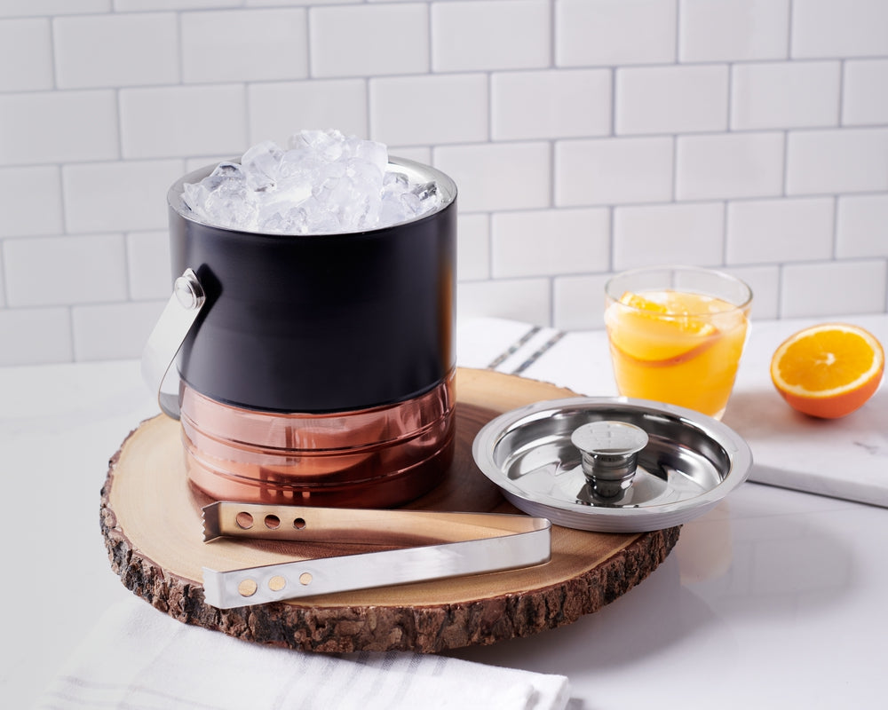 Ice Bucket & Tong - Copper & Black Matte - view 2
