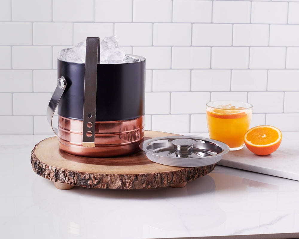 Ice Bucket & Tong - Copper & Black Matte