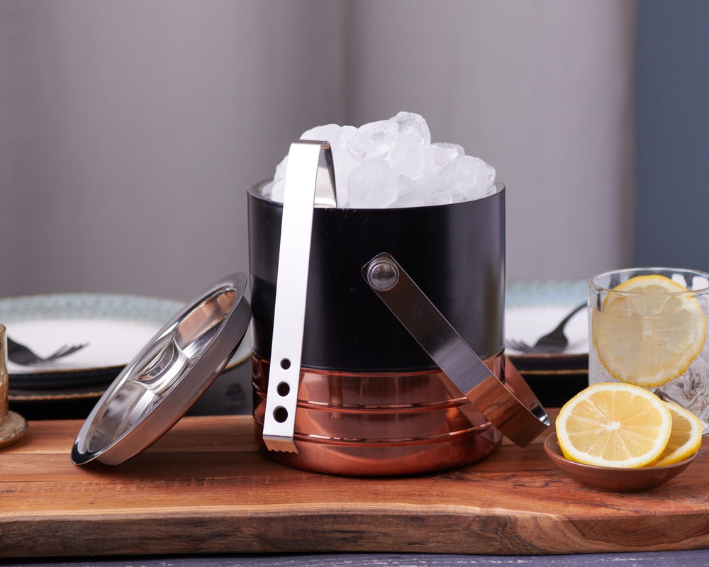 Ice Bucket & Tong - Copper & Black Matte