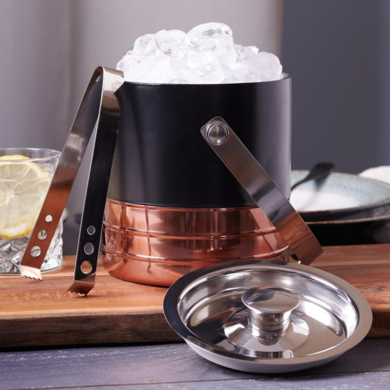 Ice Bucket & Tong - Copper & Black Matte