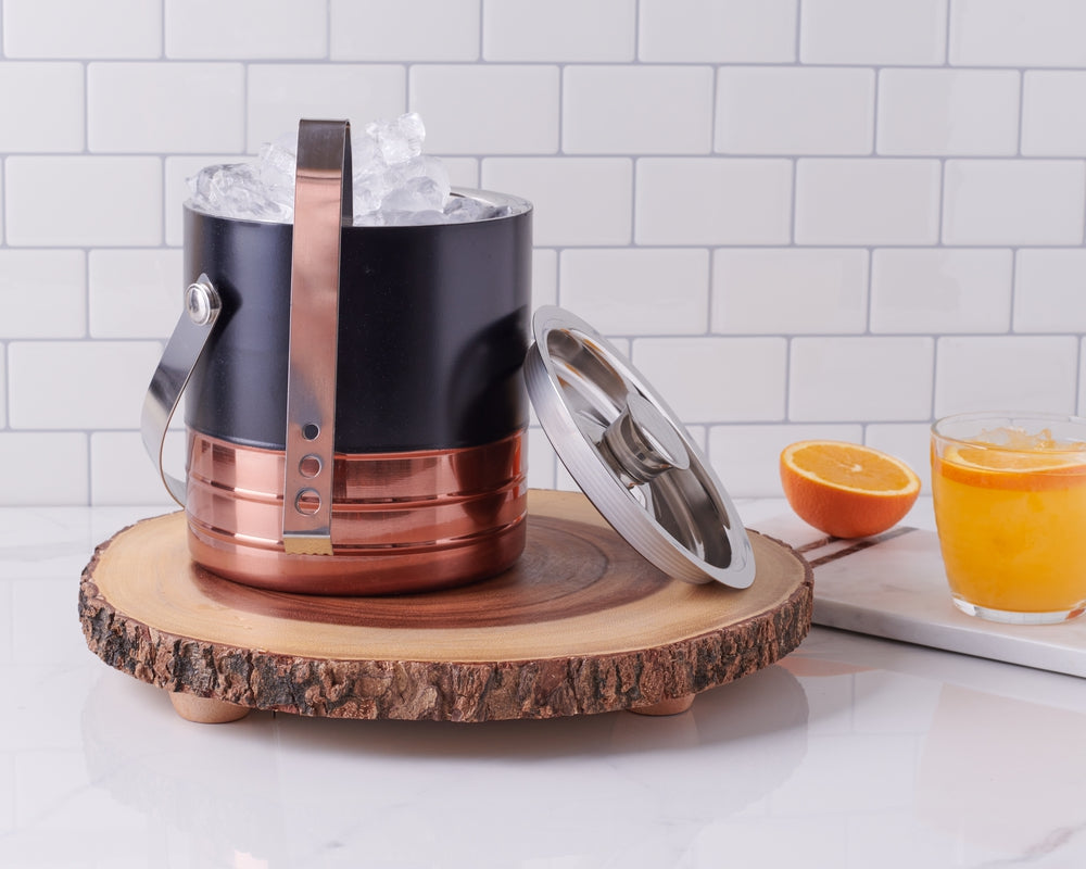 Ice Bucket & Tong - Copper & Black Matte