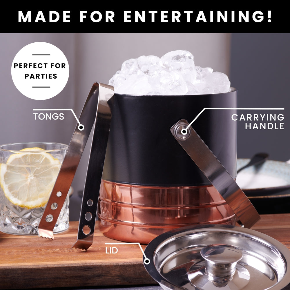 Ice Bucket & Tong - Copper & Black Matte