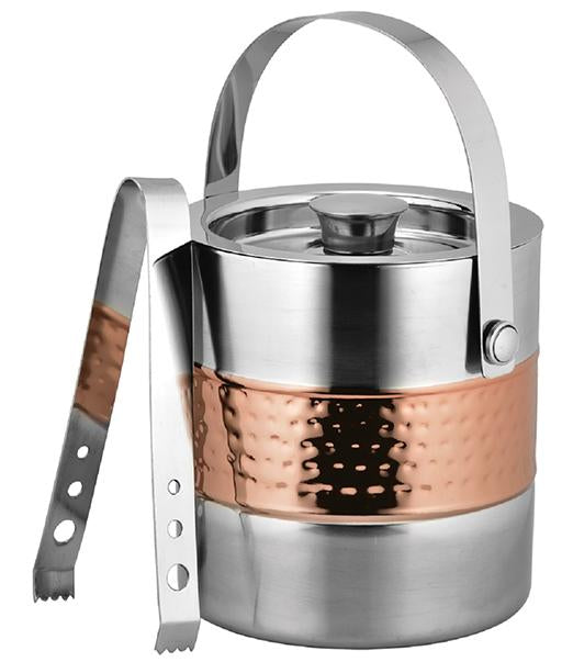 Ribbed Copper & Hammered Ice Bucket