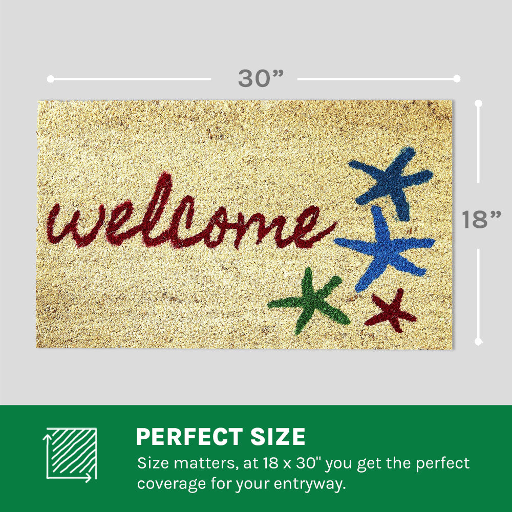 Sand and Starfish Beach Welcome Coco Mat