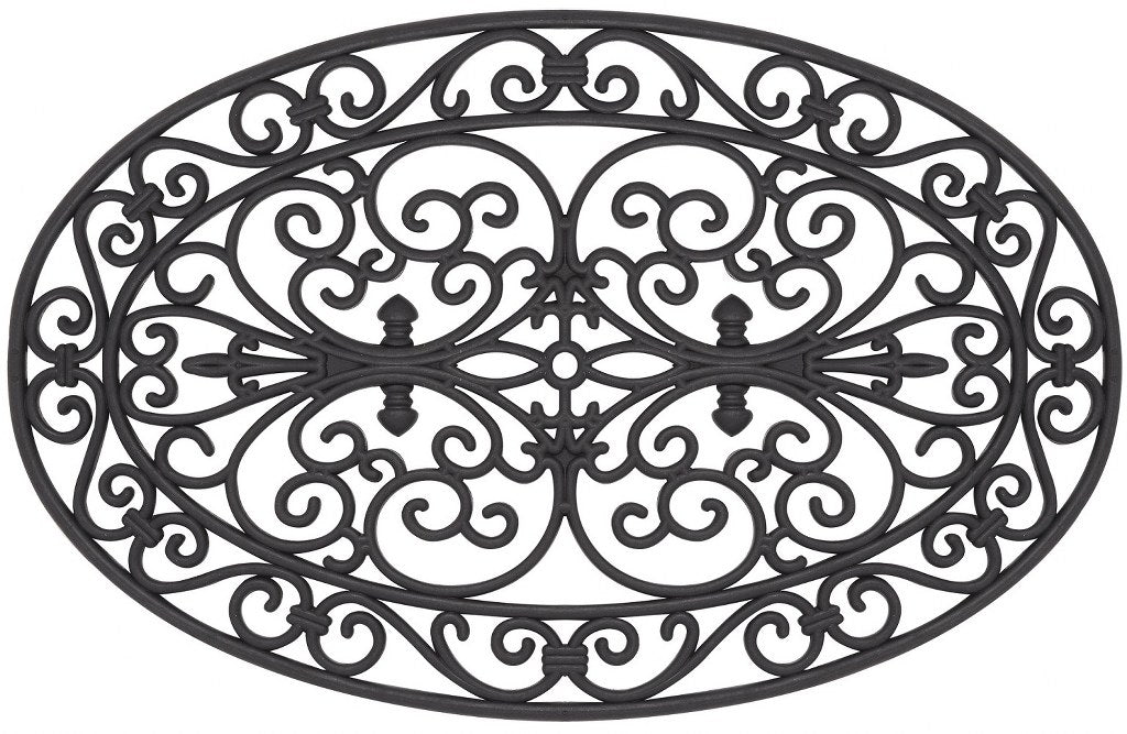 Oval Scroll Iron Rubber Welcome Door Mat