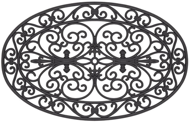 Oval Scroll Iron Rubber Welcome Door Mat