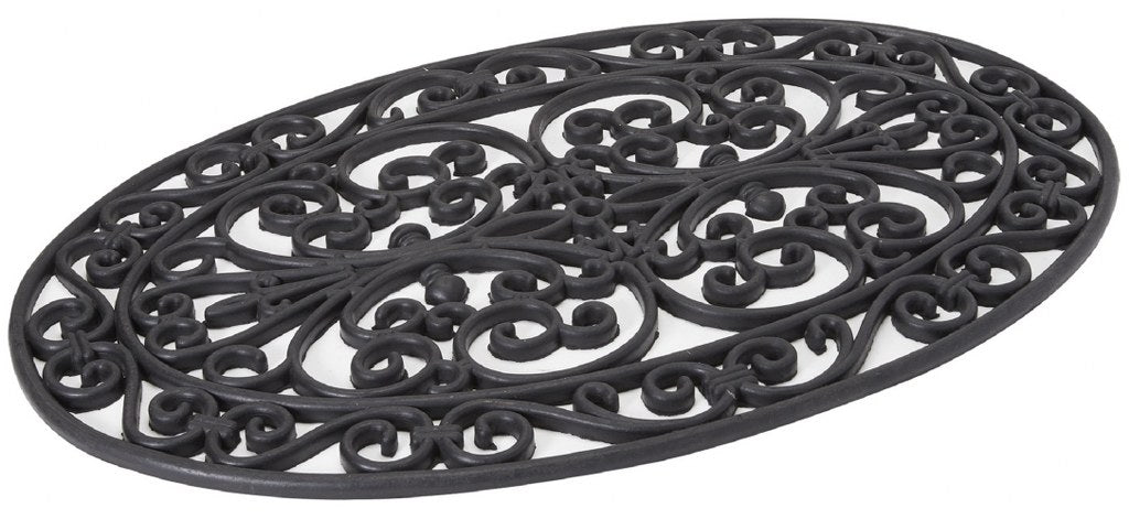 Oval Scroll Iron Rubber Welcome Door Mat