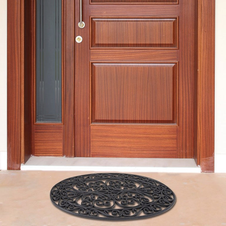Oval Scroll Iron Rubber Welcome Door Mat