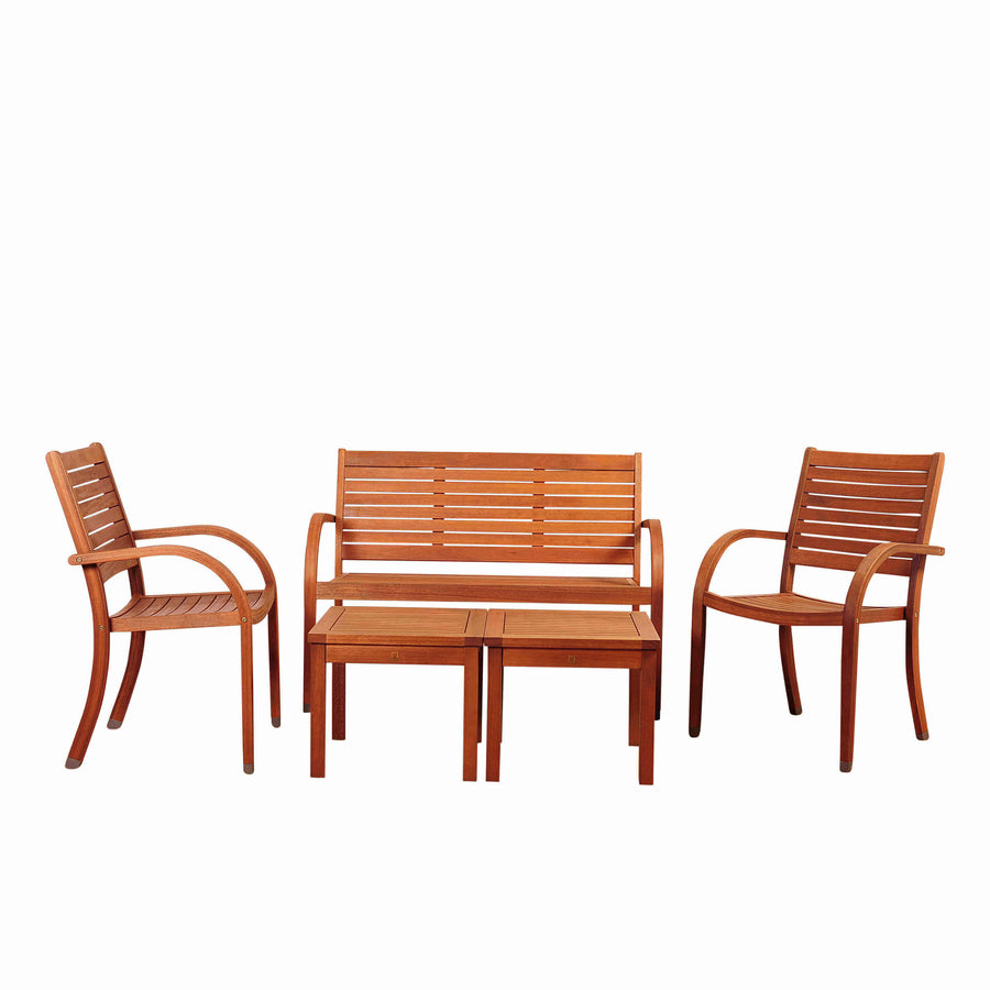 Arizona 5 Piece Eucalyptus Patio Seating Conversation Set