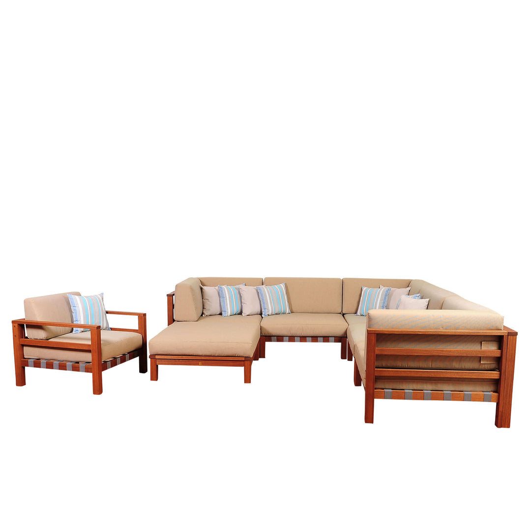 Derbyshire 7 Piece Eucalyptus Sectional Conversation Set