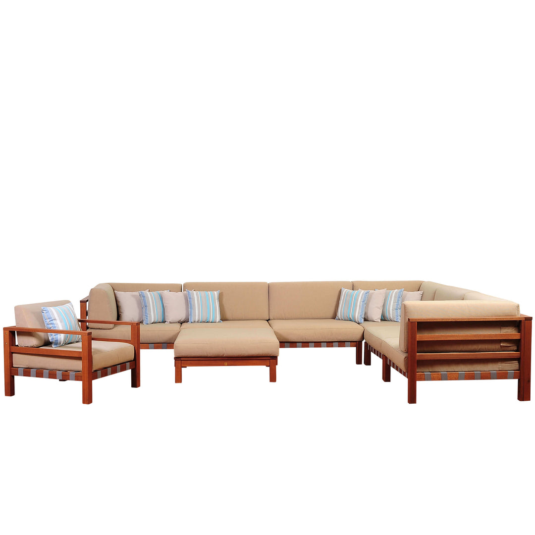 Derbyshire 8 Piece Eucalyptus Sectional Conversation Set