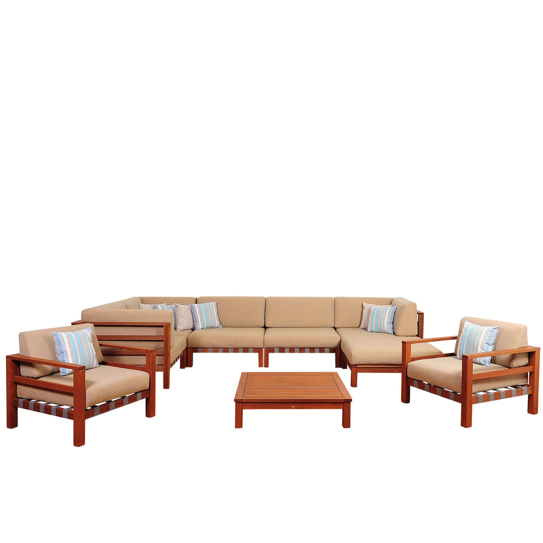 Derbyshire 9 Piece Eucalyptus Sectional Conversation Set