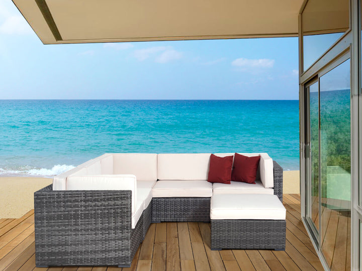 Bellagio Grey 6 Piece Wicker Patio Conversation Set