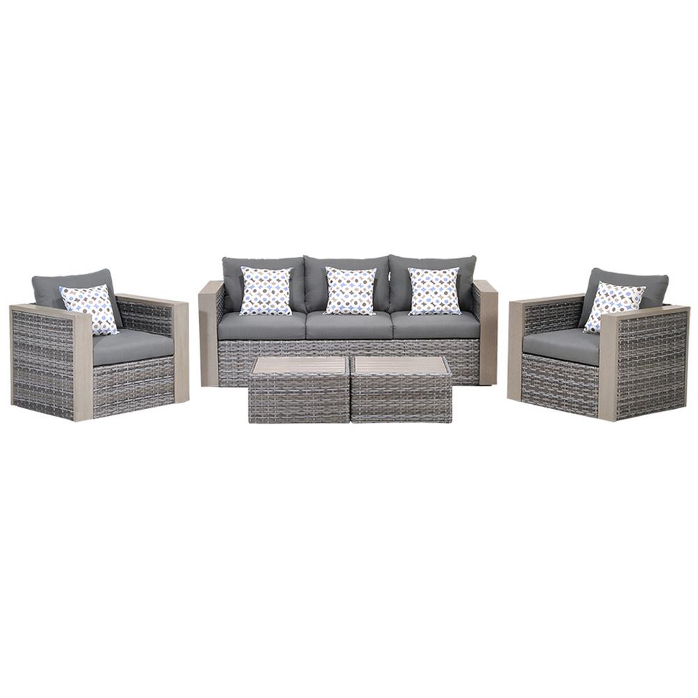Cebu Grey 5 Piece Wicker Patio Conversation Set