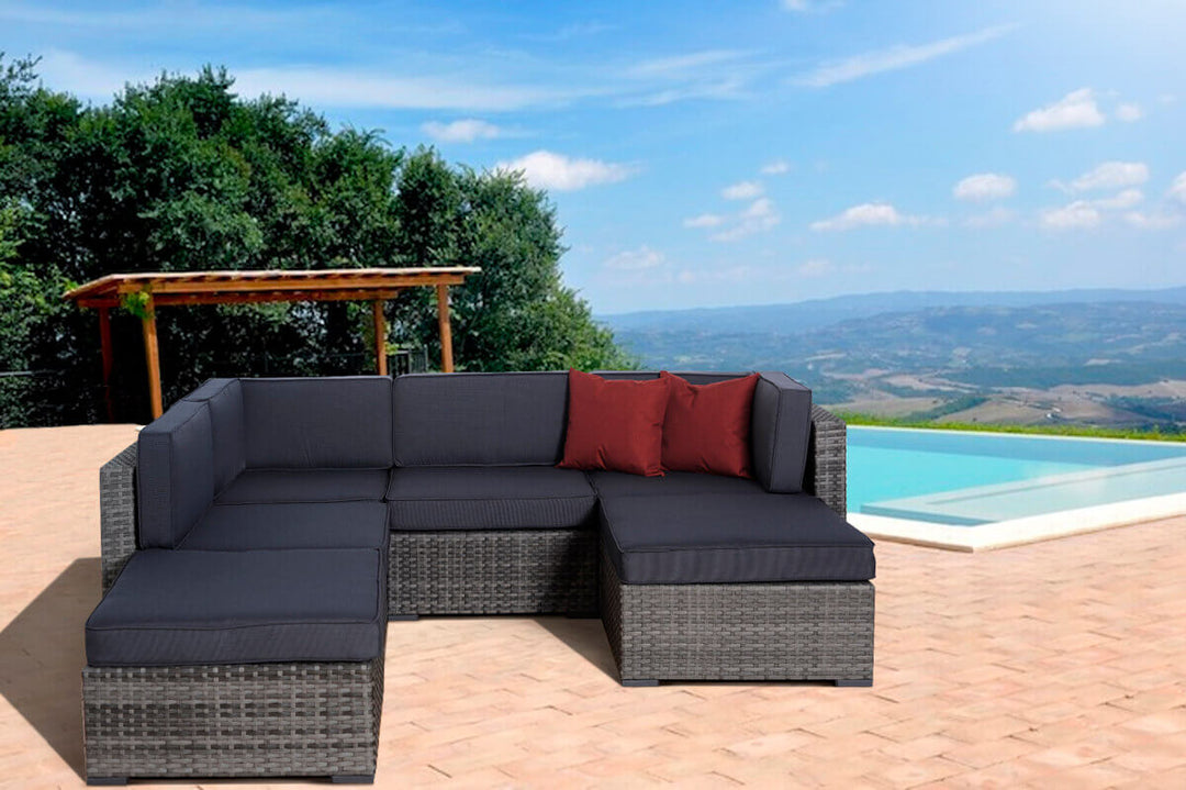 Clermont Grey 6 Piece Wicker Patio Conversation Set