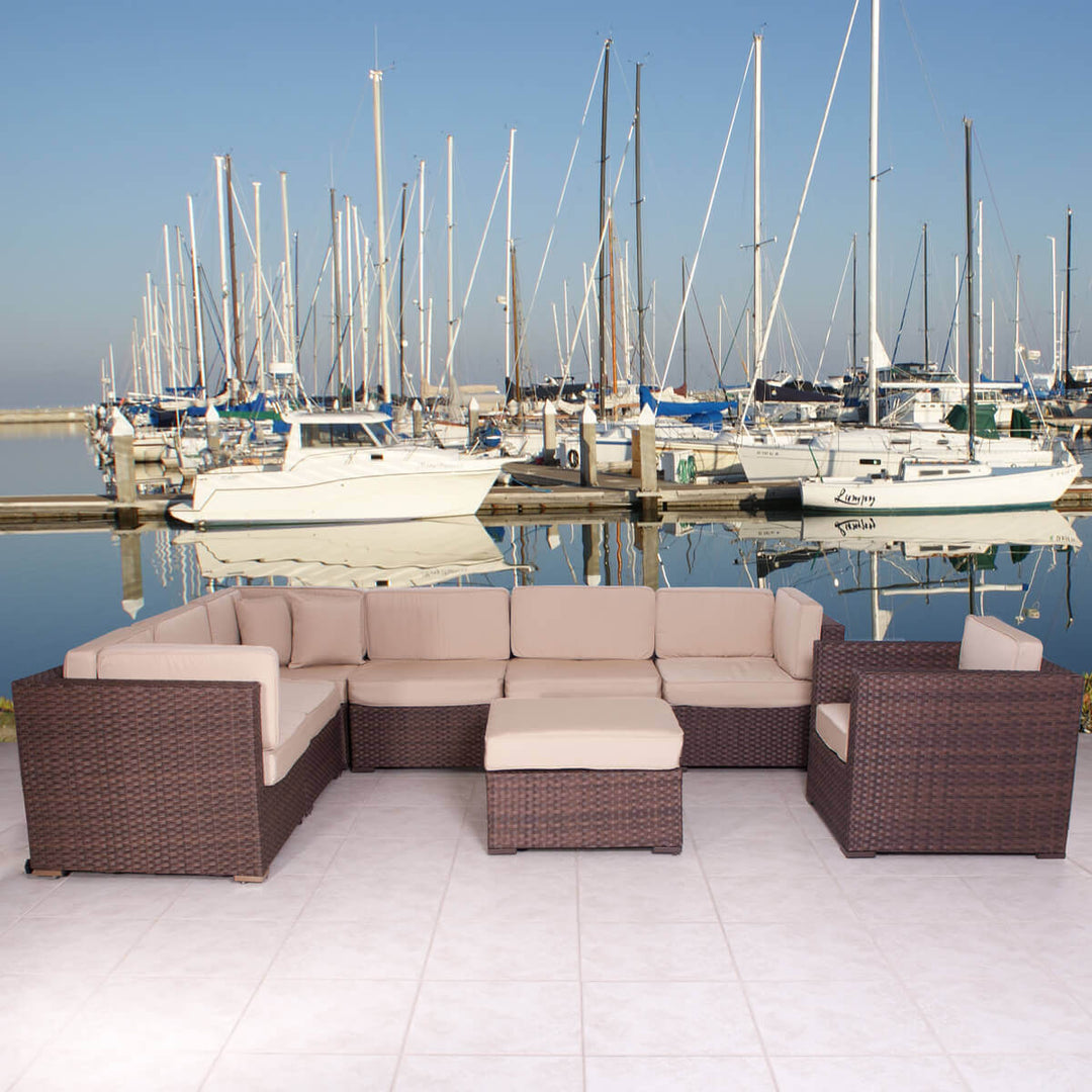Marseille 8 Piece Wicker Sectional Conversation Sets