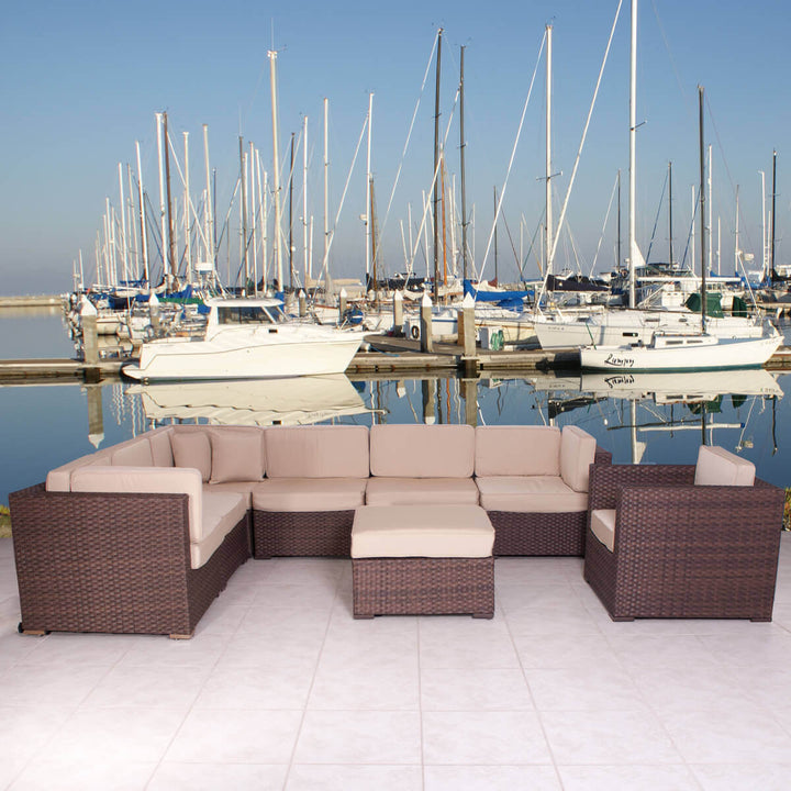 Marseille 8 Piece Wicker Sectional Conversation Sets