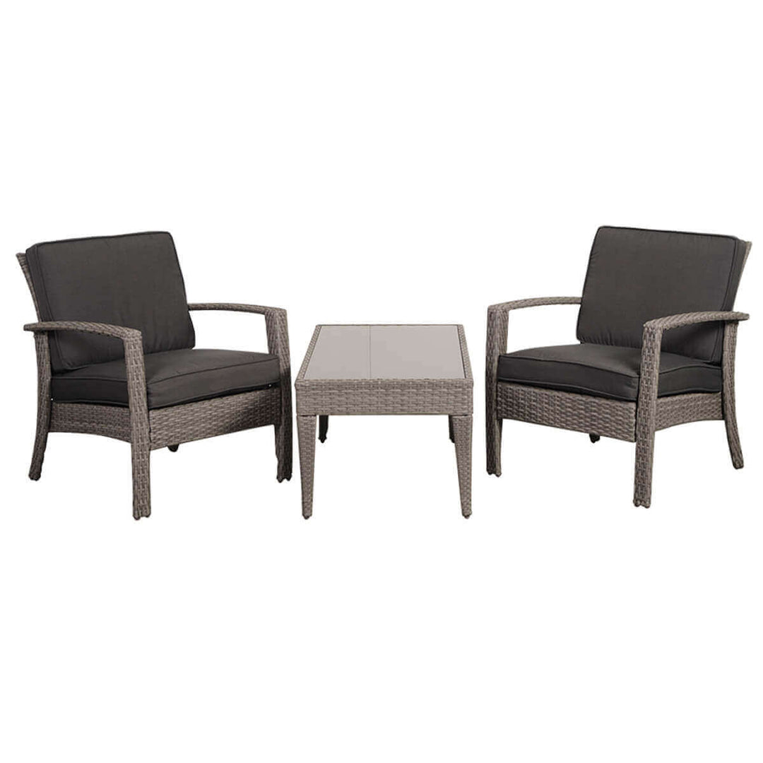 Florida Grey 3 Piece Wicker Patio Conversation
