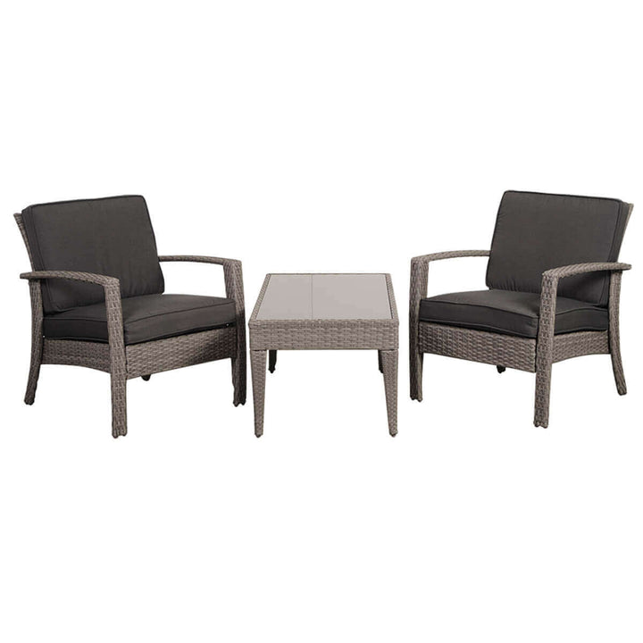 Florida Grey 3 Piece Wicker Patio Conversation