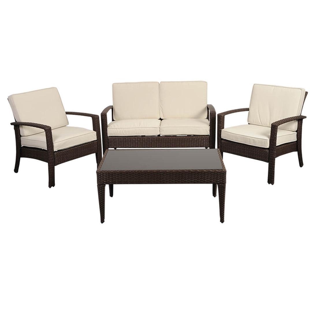 Florida Brown 4 Piece Wicker Conversation Set
