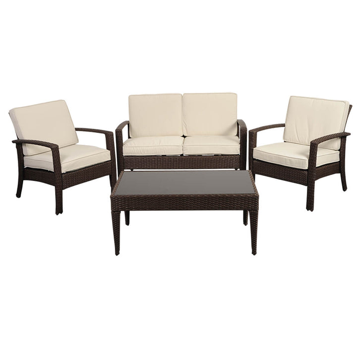 Florida Brown 4 Piece Wicker Conversation Set