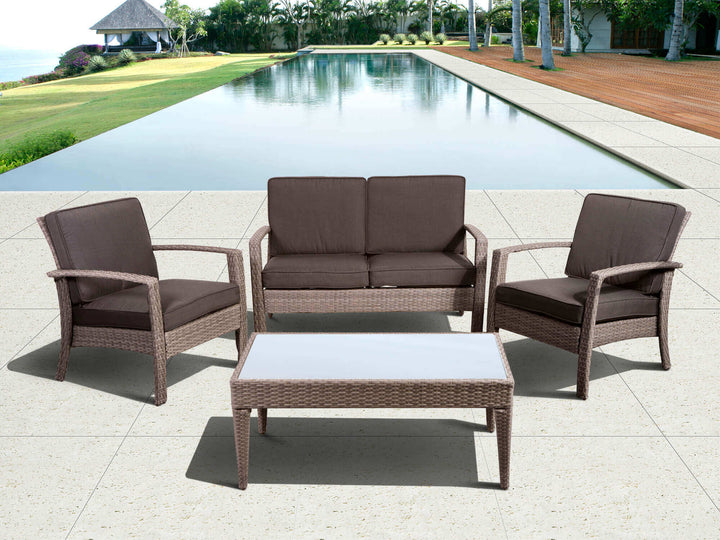 Florida 4 Piece Wicker Patio Conversation Set