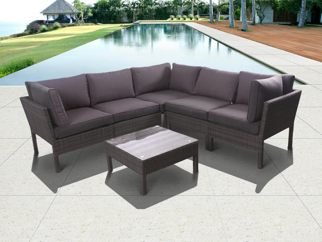 Infinity Grey 6 Piece Wicker Patio Conversation Set