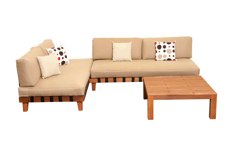 Langkawi 3 Piece Eucalyptus Patio Seating Conversation Set