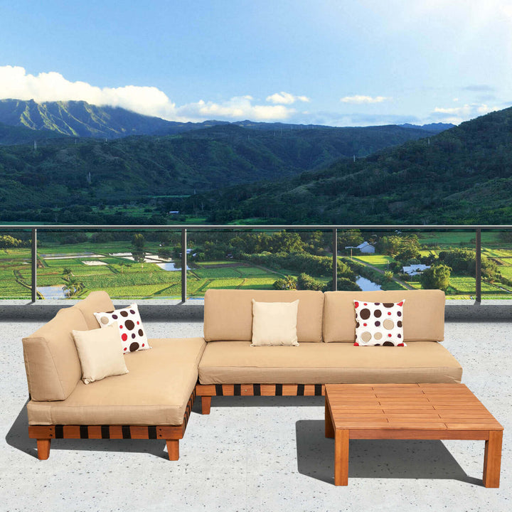 Langkawi 3 Piece Eucalyptus Patio Seating Conversation Set