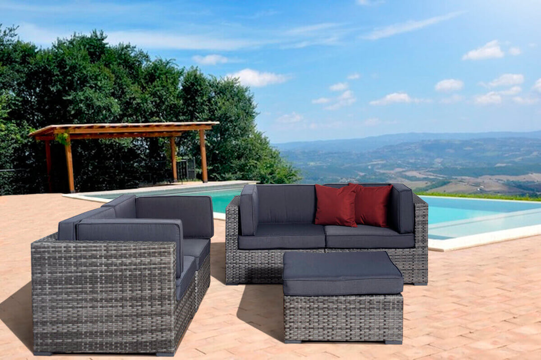 Grey 5 Piece Wicker Patio Set