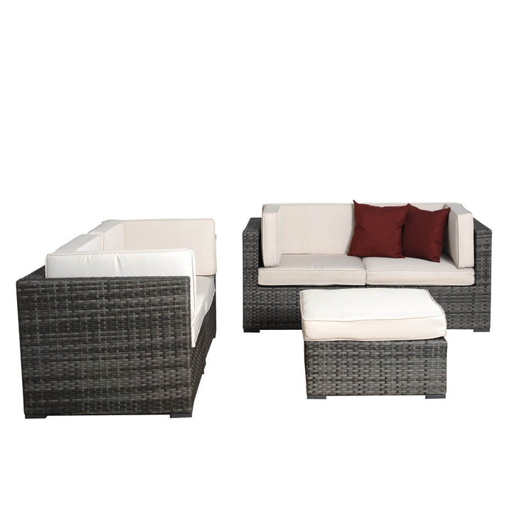 Grey 5 Piece Wicker Patio Conversation Set