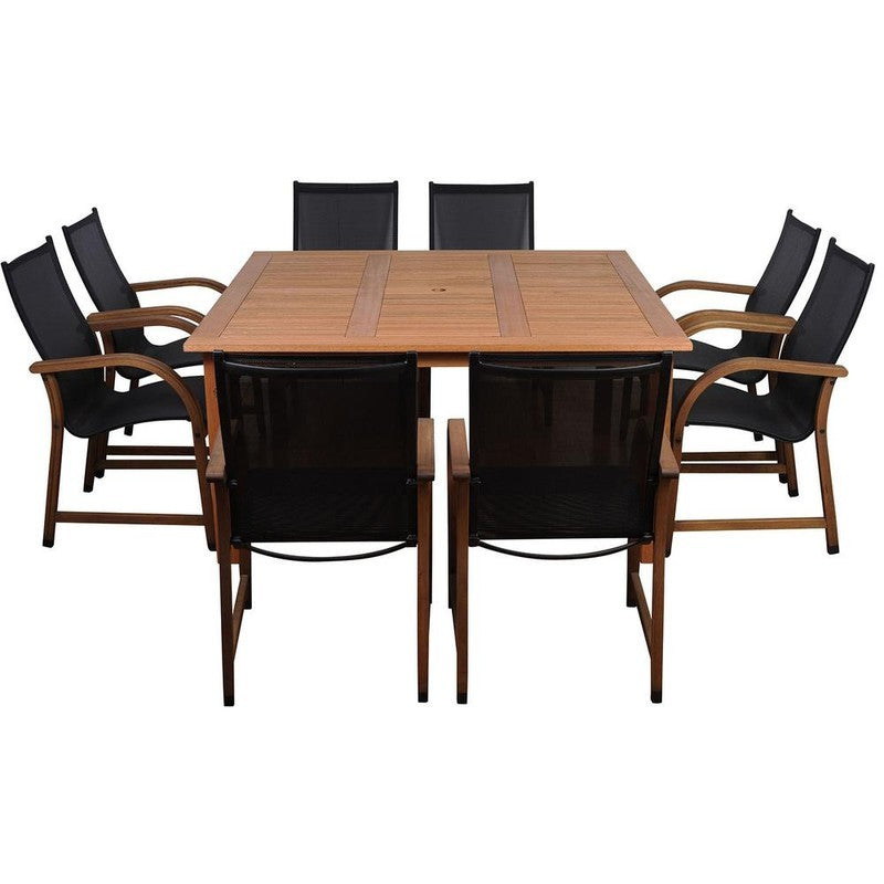 Bahamas 9 Piece Eucalyptus Square Patio Dining Set