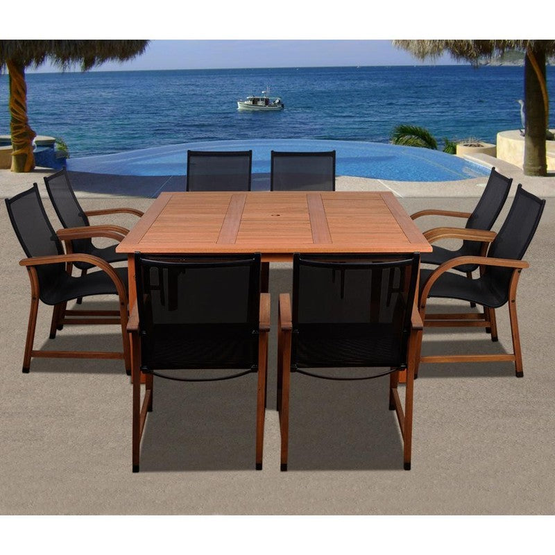 Bahamas 9 Piece Eucalyptus Square Patio Dining Set