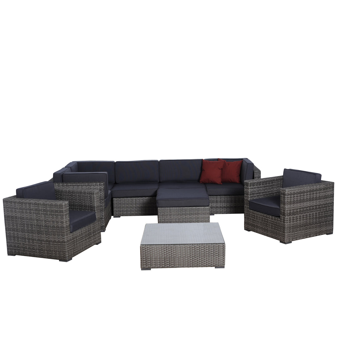 Southampton Grey 9 Piece Wicker Patio Conversation Set