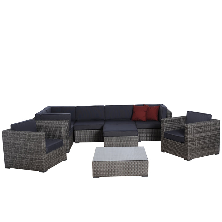 Southampton Grey 9 Piece Wicker Patio Conversation Set