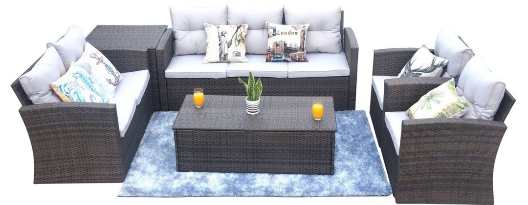 Medford 6 Piece Outdoor Patio Furniture Conversation Set