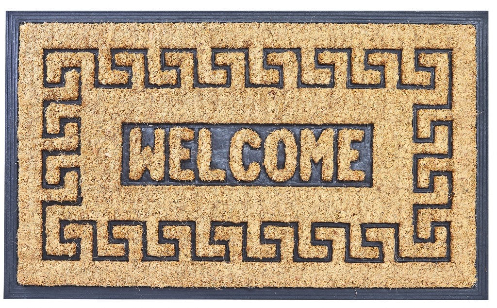 Meandros Rubber Backing Coir Welcome Doormat, 18 x 30 Inches