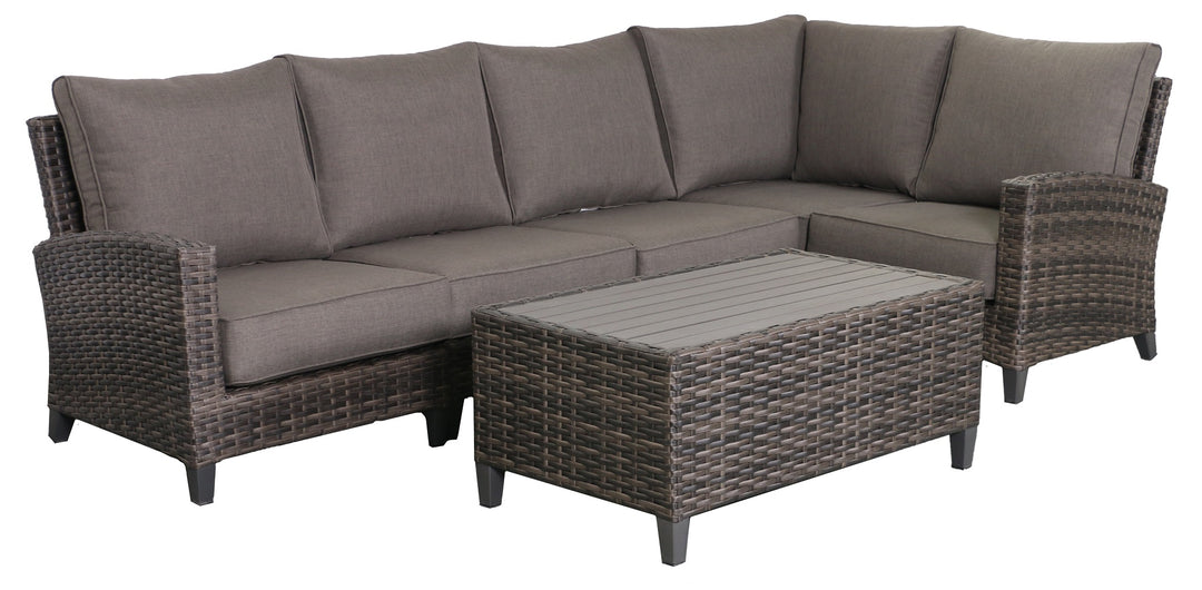 Barbados 5-Piece Outdoor Patio Furniture Sectional Coffee Table Set