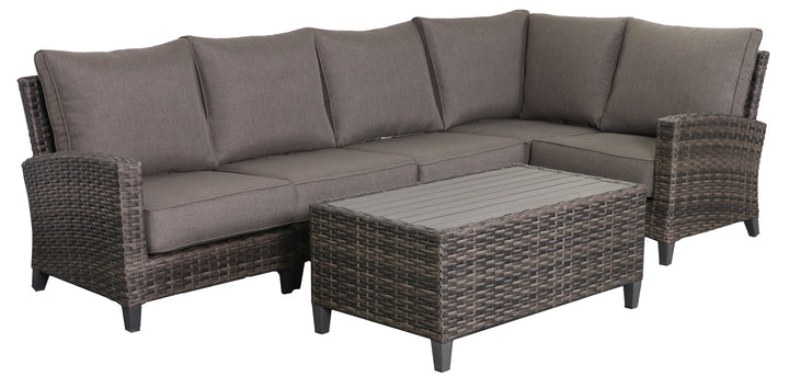 Barbados 5-Piece Outdoor Patio Furniture Sectional Coffee Table Set