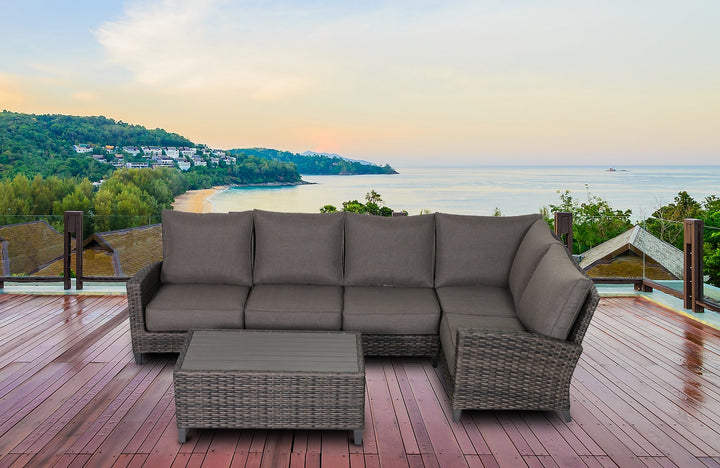 Barbados 5-Piece Outdoor Patio Furniture Sectional Coffee Table Set