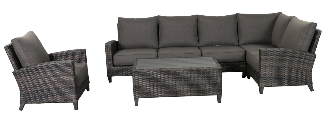Barbados 5-Piece Outdoor Patio Furniture Sectional Club Chair Set