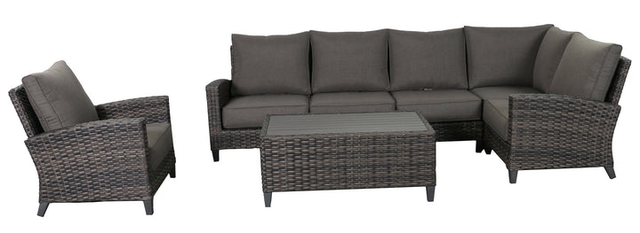 Barbados 5-Piece Outdoor Patio Furniture Sectional Club Chair Set