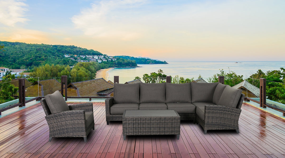 Barbados 5-Piece Outdoor Patio Furniture Sectional Club Chair Set