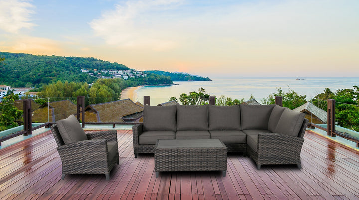 Barbados 5-Piece Outdoor Patio Furniture Sectional Club Chair Set