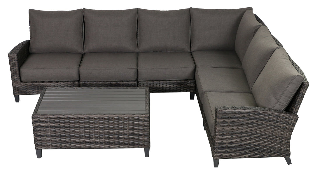Barbados 6-Piece Outdoor Patio Furniture Sectional and Coffee Table Set