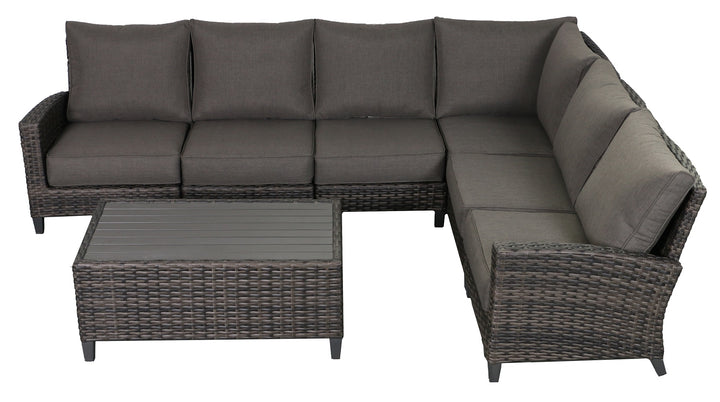 Barbados 6-Piece Outdoor Patio Furniture Sectional and Coffee Table Set